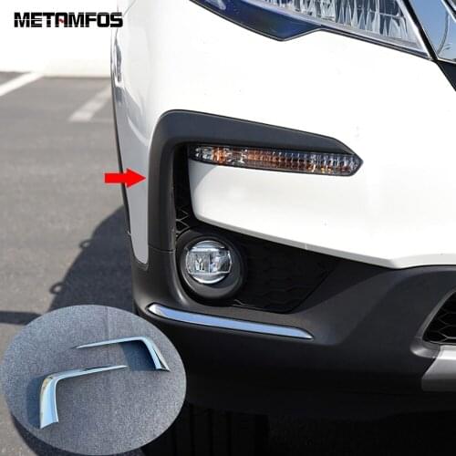 For Honda Pilot SUV 2019 2020 Chrome Front Fog Light Lamp Foglight Eyebrow Molding Trim Strip Exterior Accessories Car Styling
