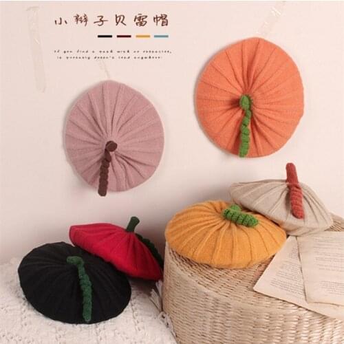 Pudcoco Toddler Pumpkin Beret Hat Cute Halloween Style Crotchet Knit Winter Warm Beanie Cap