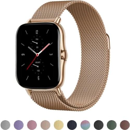 20/22mm watch strap For Amazfit GTS/2e/GTS2/GTR 42/47mm/stratos 2/3 Metal Magnetic loop Bracelet Samsung galaxy watch 4/classic