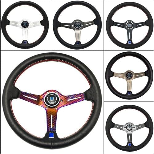 14" Inch Steering Wheel Auto Universal Racing Sport Steering Wheel 350mm Leather Handmade Sewing Thread ND20S0802