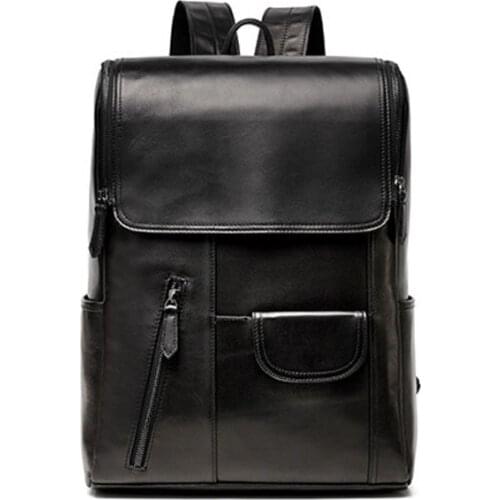 Quality High Mens Luxury Backpack British Style Genuine Leather Backpacks Business Laptop Backpack For Men Black Travel Bags
