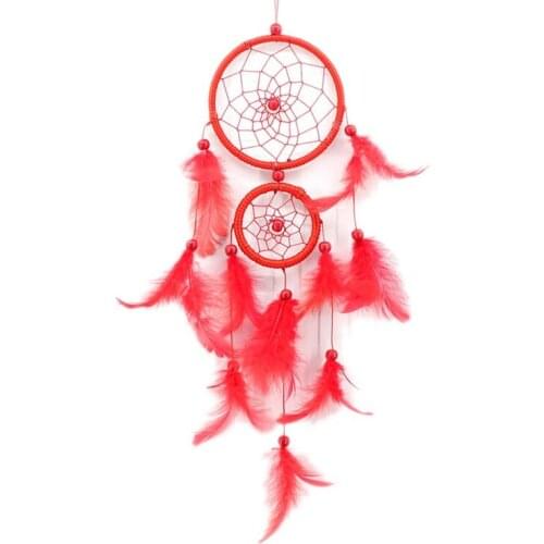 Girl Heart Dream Catcher National Feather Ornaments Lace Ribbons Feathers Bedroom Decor Dream Net Home Garden Wedding Decoration