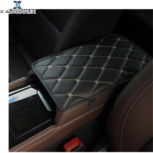 X Autohaux Universal Black Red PU Leather Center Console Cover Car Armrest Cover Arm Rest Pad Fit for Most Vehicle SUV Truck Car