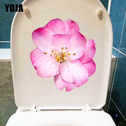 YOJA 19.9X22.3CM Cute Pink Flower Kids Room Wall Sticker House Decoration Toilet Seat Stickers T1-1845