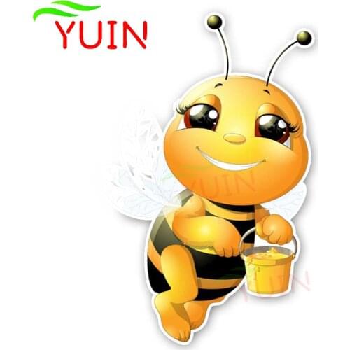 Cute A Diligent Bee Car Sticker Fashion Style PVC Cars Accessory Decals Body Window Decoration Waterproof Decal 15cm*9cm