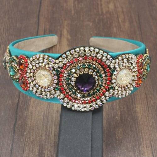 Luxury Bohemian Shiny Crystal Rhinestones Large Flower Temperament Jewelry Headband Hair Accessories for Womens Wedding Party