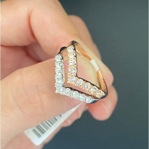 Stackable New Brand Jewellery Heart Rose Gold Silver Color Austrian Crystal Stone Wedding Rings Women 2021 Female Gift Design