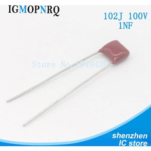 10PCS/Lot 1000pF 1nF 100V CBB Polypropylene Film Capacitor Pitch 5mm 102 1nF 100V NEW