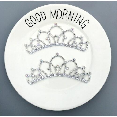 10Pcs/Lot 13*5cm Felt back side Diamond Crown Patches Appliques for DIY Headband jewelry Material And Christmas hat Accessories