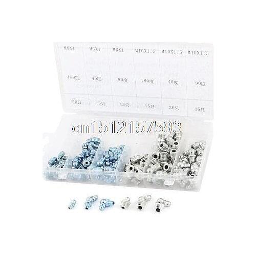 100 x M6 M10 45 90 180 Degree Metal Grease Nipple Fastener Tool Set