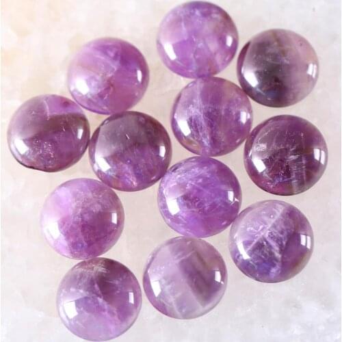 12MM 16MM Round CAB Cabochon Natural Stone Purple Crystal No Drilled Hole Beads For Jewelry Making Bracelet Earring 10Pcs K926