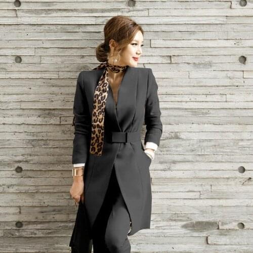 2020 Spring Womens 2 Piece Pant Suits Women Casual Office Business Suits Formal Work Wear Sets Uniform Styles Elegant Pant Suits