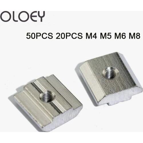 50pcs 20pcs M4 M5 M6 M8 T Block Square nuts T-Track Sliding Hammer Nut for Fastener Aluminum Profile 3030