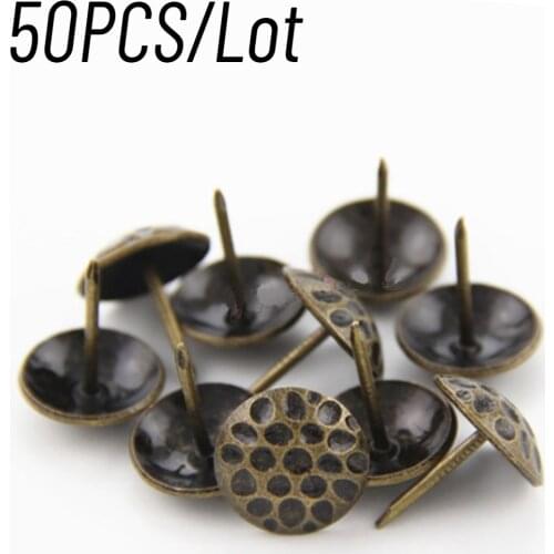 50PCS Antique Bronze Upholstery Nails 19x20mm For Tacks Jewelry Wood Box Sofa Decorative Nails Stud Pushpin Furniture Hardware