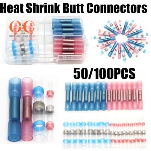 50PCS heat shrinkable intermediate terminal heat shrinkable waterproof intermediate terminal crimp wire electrical connector