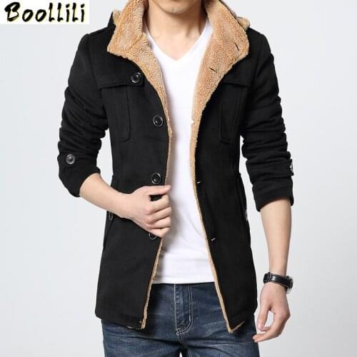 Boollili Mens Coat Plus Size Woolen Coat Man Winter Jacket Men Hooded Detachable Male Short Overcoat Abrigo Hombre