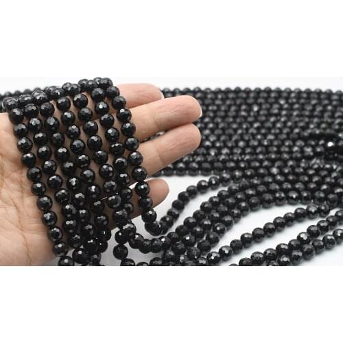 8-10mm AA Natural Faceted Black Spinel irregular round Stone Beads For DIY necklace bracelet jewelry make 15 "free delivery