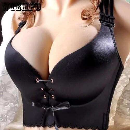 Women Sexy Bras Plus Size Push Up Bra Thin Invisible Wireless Bralette Underwear D E Brassiere Woman Bandage Lace Lingerie