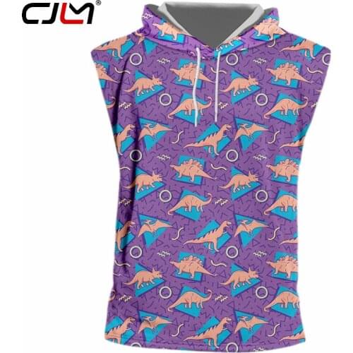 CJLM New Style Colorful Stitching Geometric 3D Sleeveless Top Fashion Street Style Male Hooded Top Summer Hooded Vest Top S-6XL