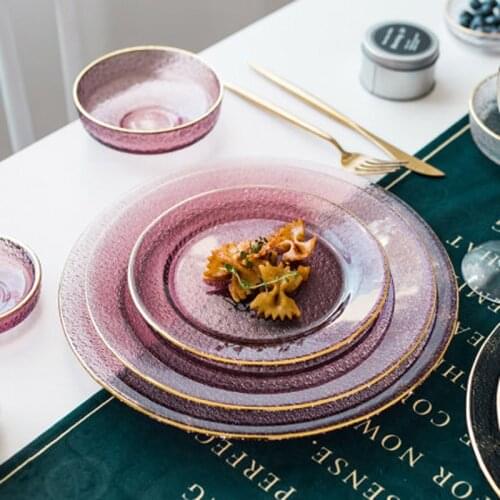 FANCITY Nordic ins wind heat-resistant glass plate home creative fruit dessert dessert salad steak western plate