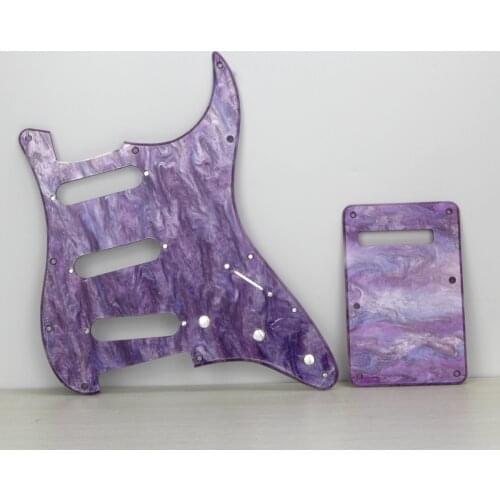 FLEOR Set of Guitar Accessories 11 Hole SSS Guitar Pickguard Back Plate with Screws for Strat Electric Guitar Abalone Color