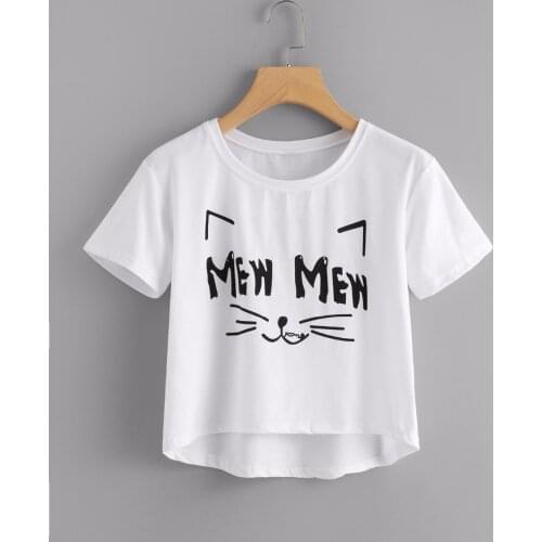 MEW MEW pretty graphic t-shirt new fashion style art street kawaii crop tops 90s women sexy grunge aesthetic tumblr tees tops