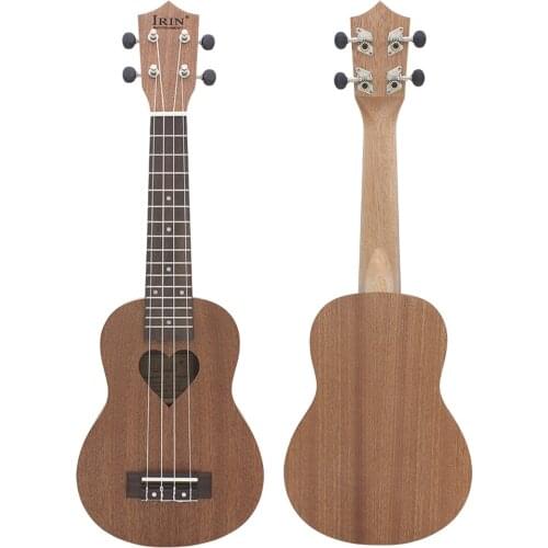 21 Inch Ukulele Sapele Brown Heart-Shaped Soprano Ukulele 4 Strings Hawaiian Guitar Kids Musical Instrument Gift Mini Guitarra