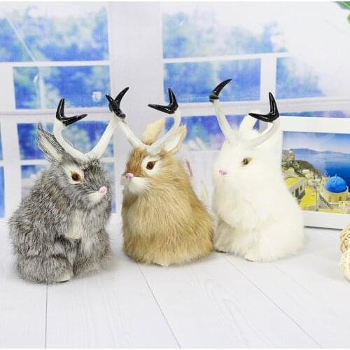 Simulation plush toy jackalope fur rabbit Unicorn beast Home decoration holiday gift photography props Teaching equip