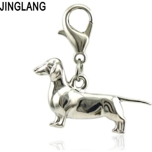 JINGLANG Antique Gold Alloy Dog Bracelet Charm Necklace Pendant Jewelry Making Handmade Crafts Jewelry 12 pcs