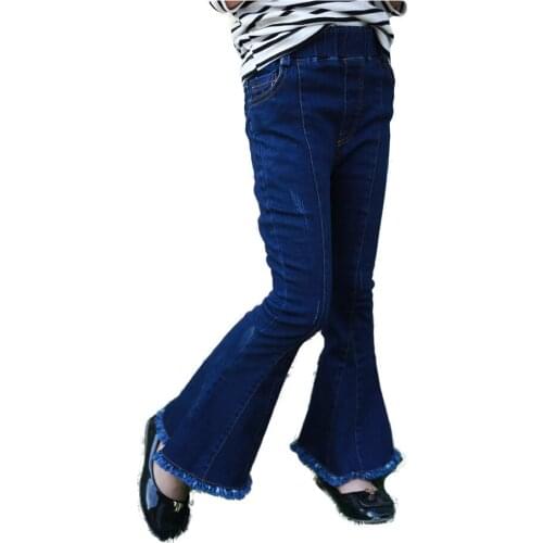 Girls Korean Version 2021 New Medium And Big Childrens Elastic Jeans Flared Pants Slim Pants Wide-Leg Pants Slim Stretch