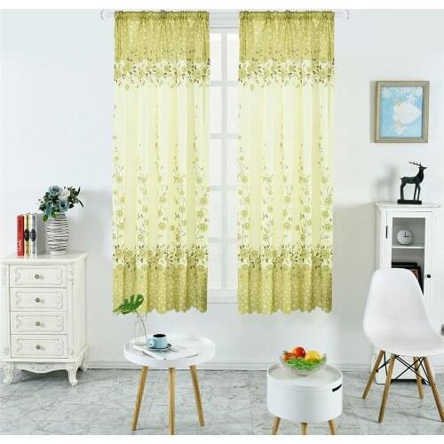 Lychee Floral Printed Short Window Curtain Half Shading Curtains for Living Room Bedroom Window Curtain Drape