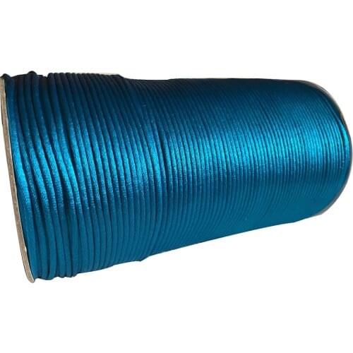 2mm Peacock Blue Nylon Cord Jewelry Findings Accessories Rattail Satin Macrame Rope Bracelet Beading Cords 350m/roll
