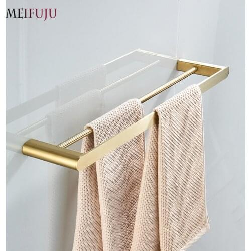Single Double Towel Bar Stainless Steel SUS304 Brushed Gold Towel Rail for Bathroom Hardware Single Bar Holder Toilet Towel Rack