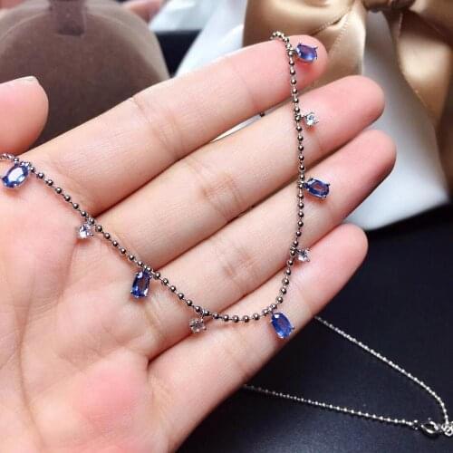 Luxury style natural sapphire necklace 925 silver womens necklace elegant atmosphere style