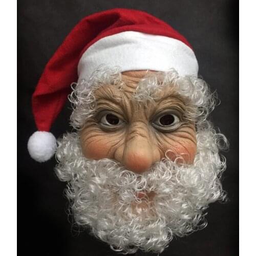 Christmas Accessories Santa Claus Latex Mask With Hat Funny Novelty Christmas Gift Cosplay Props Makeup Carnival Party Unisex