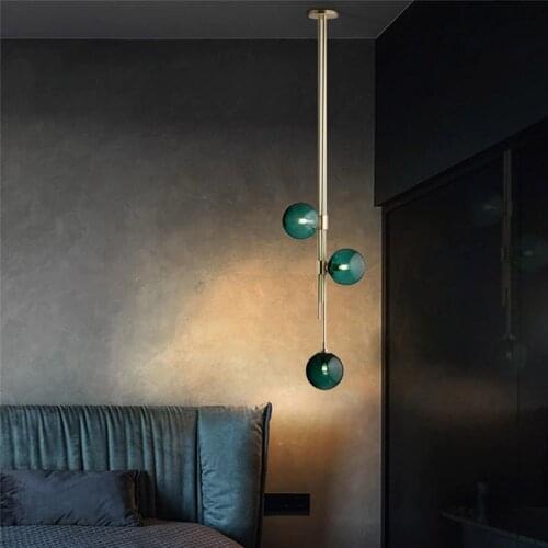 Modern Gold Blue Glass Metal Pendant Light Hanging Ceiling Lamp Shade Living Room Home Hotel Chandelier Lighting Fixture PA0610