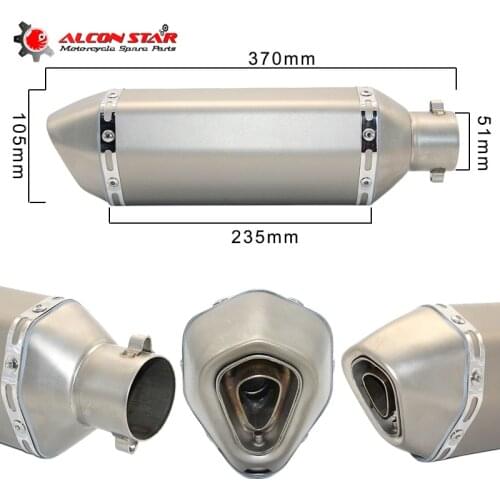 Alconstar- Universal Motorcycle Exhaust Muffler Escape Moto Pipe Slip On DB Killer 51mm Akrapov Laser For Kawasaki Yamaha MT07
