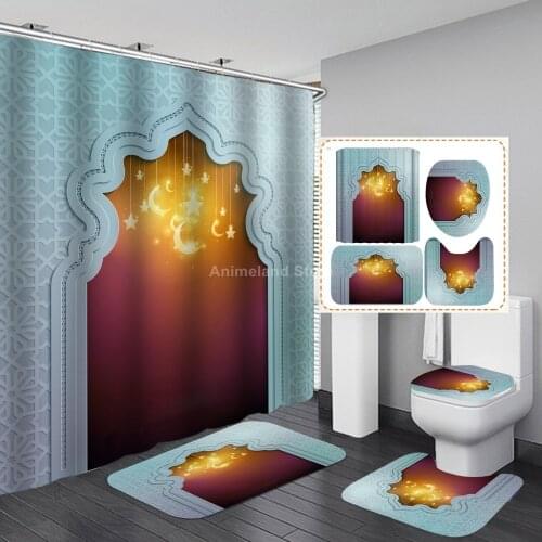 Religious Belief Shower Curtain Festival Gift With Non Slip Rug Mat Bathroom Curtain Waterproof Polyester Home Decor 180x180