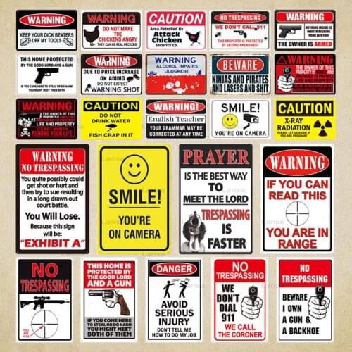 Funny Warning Sign Metal Sign Tin Sign Wall Decor No Trespassing Sign Metal Painting Wall Sticker Vintage Metal Tin Plate