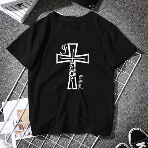 Seeyoushy Woman Tshirts Faith Be Kind Print Aesthetic Graphic T Shirts Summer Clothes for Women Streetwear Casual Y2k Tops