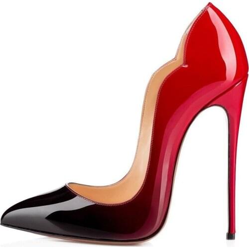 Carole Levy Newest Mixed Colors Leather High Heel Shoes 2018 Pointed Toe Woman Pumps Gradient ColorsSexy Thin Heels Dress Shoes