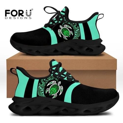 FORUDESIGNS Women Shoes Summer Flat Sneakers Shoes Polynesian Sea Turtle Pattern Fashion Casual Walking Footwear Zapatos Mujer
