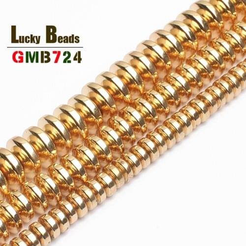 A+ Gold Rondell Hematite Beads Natural Stone Beads For Jewelry Making 180pcs/lot Spacer Beads Diy Jewelry 4mm 6mm 8mm