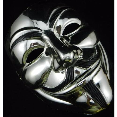 2019 Halloween Masquerade Costume Cosplay V for Vendetta Anonymous Mask Golden Silver For Adults