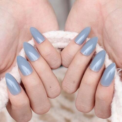 24pcs Solid color pointed hand finger false nail.Fashion must be C28