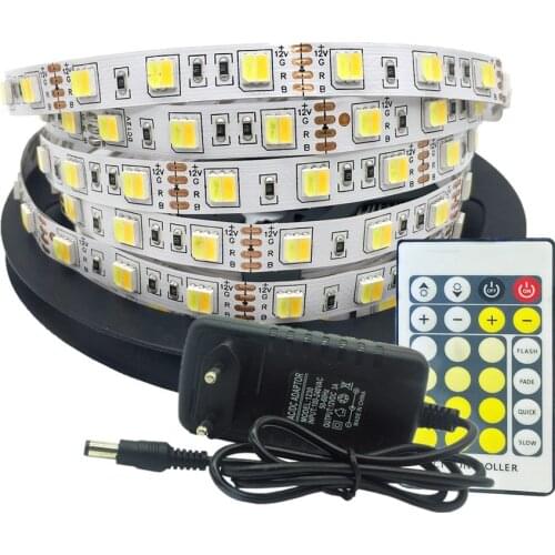 5050 CW/WW Dual White Color Temperature Adjustable CCT LED Light 12V 60leds/m Double Color LED Flexible Strip Tape Light Set