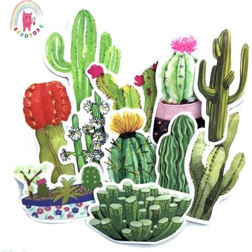 71 PCs plant fleshy potted cactus small fresh green PVC waterproof graffiti sticker skateboard motorcycle guitar suitcas sticker