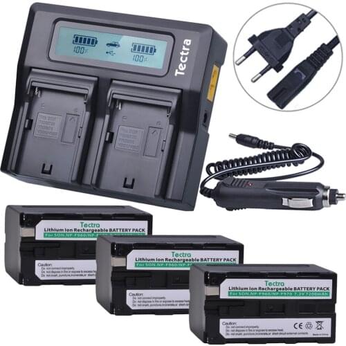 3pc 7200mAh NP-F960 NP-F970 F960 F970 Battery+LCD Rapid Dual Charger for sony F960 F550 F570 F750 F770 MC1500C 190P 198P F950