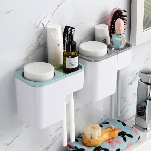 ELOSSA Automatic Toothpaste Dispenser Household Toothbrush Holder Toothpaste Squeezer Wall Mount Stand Rack Bathroom Accessories