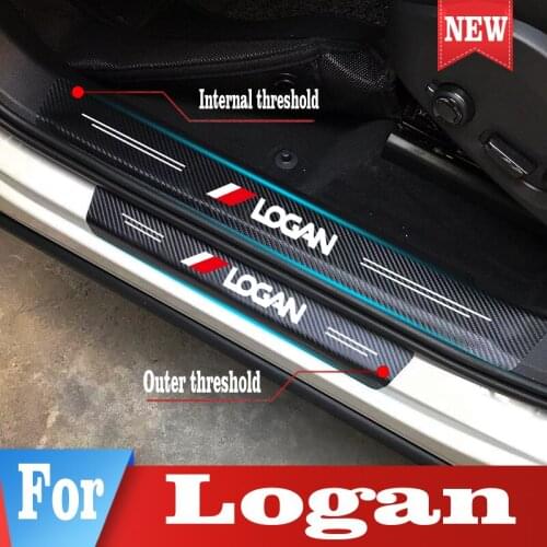 For Renault Logan Car Stickers Door Sill Threshold Guard Scuff Guard Plate Guard Pedal Cover Trim Accessories
